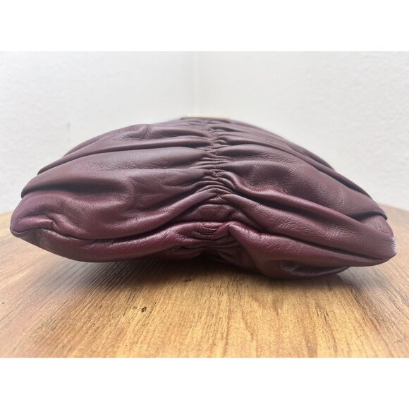 Vintage Etienne Aigner - Ruched Leather Crossbody - Burgundy - Picture 3 of 6